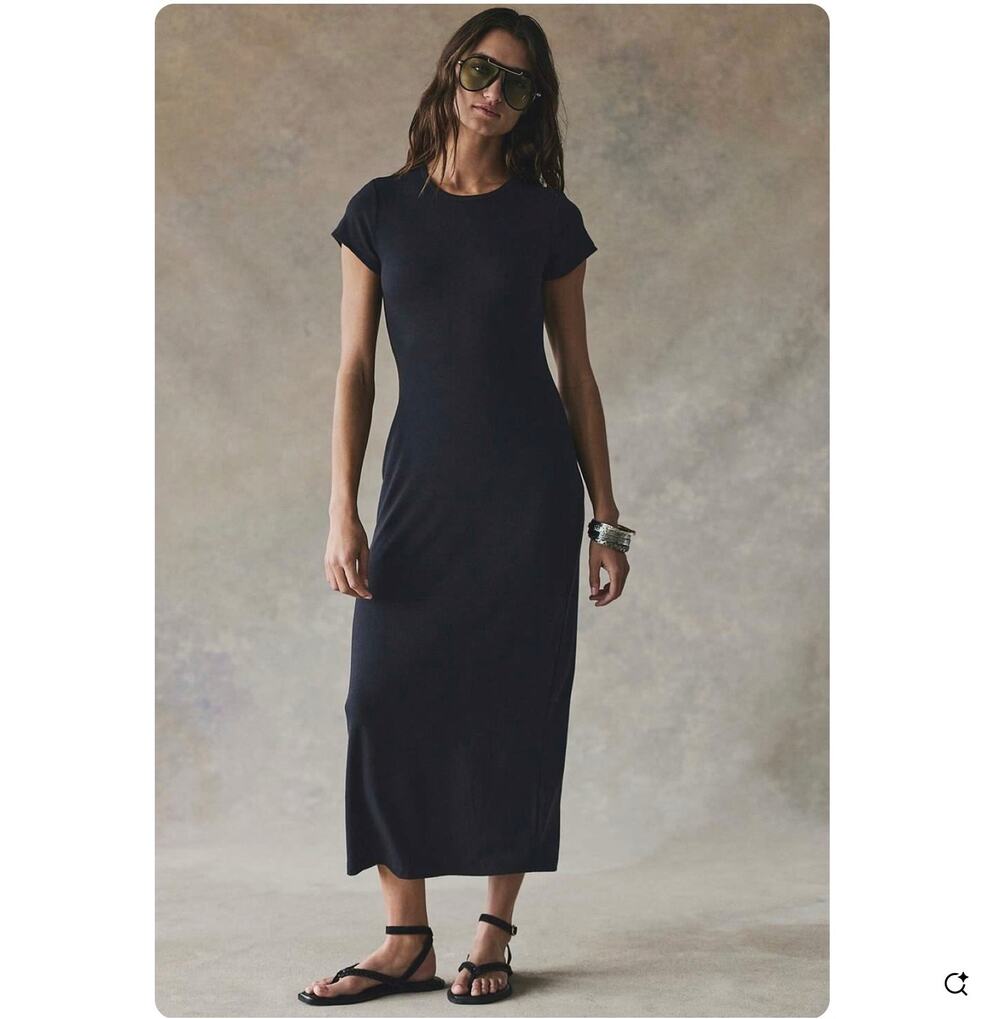 Free People Free-est Good Feels Slim Midi Dress Black Size M NWT